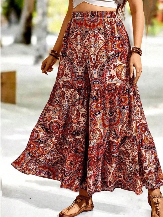 Bellanblue Dresses & Skirts - Boho Paisley All over print mid waist layered Maxi Skirt